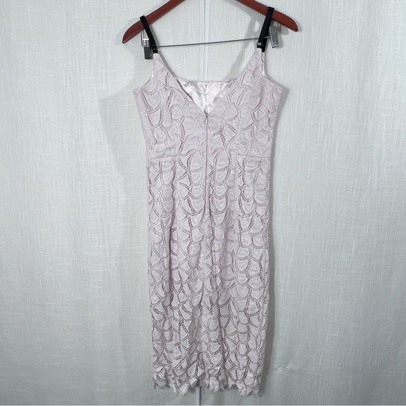 Milly Satin Lined Pink Crochet Event Party Evening Dress Size 6 - Picture 9 of 13